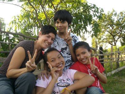 Chatted a lot with three funny Lao students