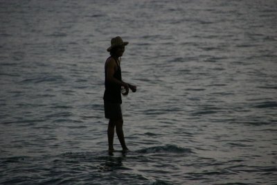 Fisherman appears to be standing on water