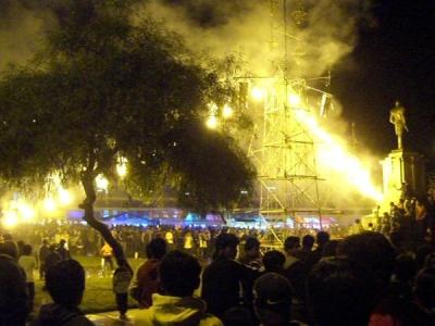 Fireworks before Semana Santa procession, Ayacucho