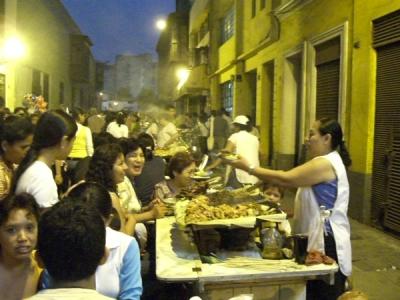 Bustling food stalls during Semana Santa