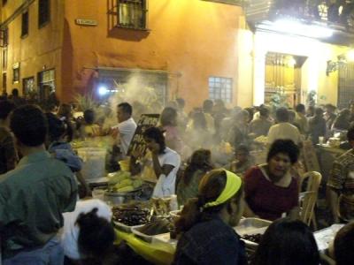Food stalls during Semana Santa, Lima, Peru