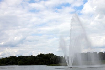 The main fountain at the Chicago Botanical gardens