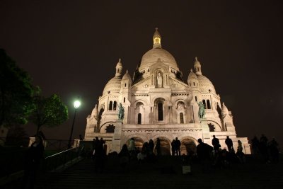 Sacred Heart at night, Paris, France
