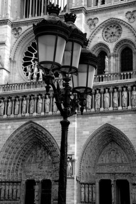 Parisian lights in front of Notre Dame, Paris, France