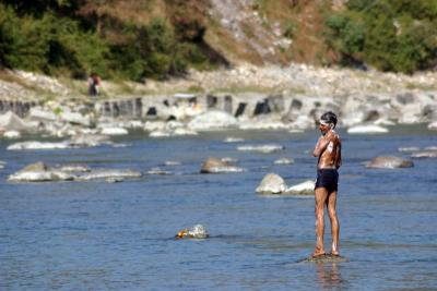 Bathing in the river, Rishikesh, Uttaranchal, India