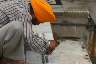 Etching on the marble, Golden temple, Amritsar, Punjab