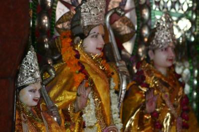 Temple idols in the forest, Pandu Pole Hanuman, Sariska National Park, Rajasthan