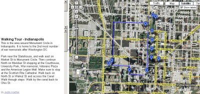 Indianapolis Walking Tour map,Indianapolis
