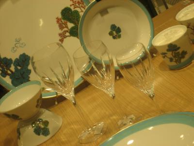 dinner table with triple goblets