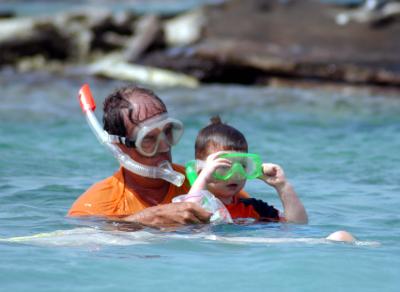 Papa & Ian snorkeling