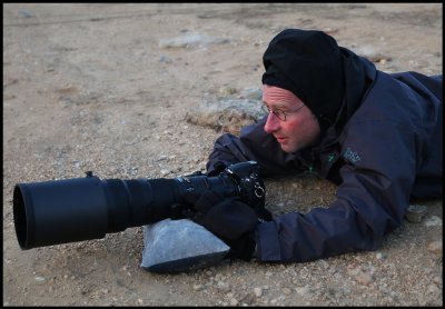 Werner Bollman using his Nikon on a beanbag
