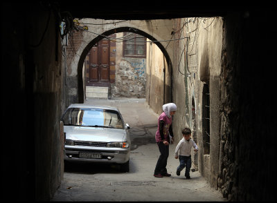 Girl and little brother - old city Damascus