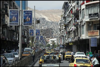 Busy traffic in Damascus