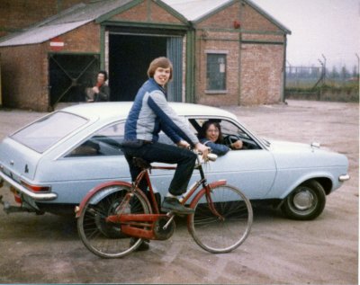 Ray Sharpe (background), Dave Wains (bike) and Don Platts (car)