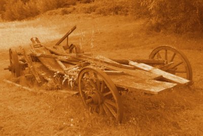 old wagon in sepia, nostalgia