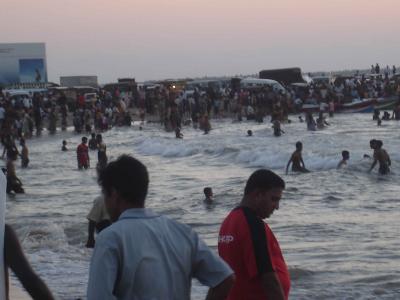 Negombo beach dusk. Very popular with locals