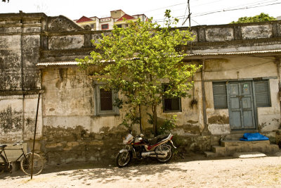 Sun, shade, motorbike