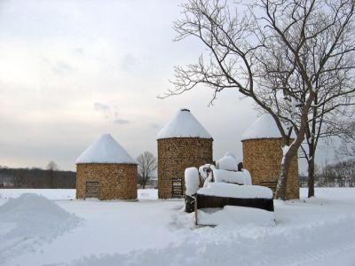 snowy corn cribs