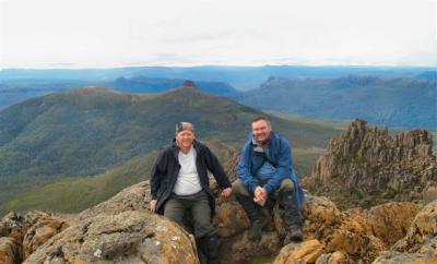 Myself and Robert on the summit of Mt Ossa, Tasmania's highest mountain - 1617m