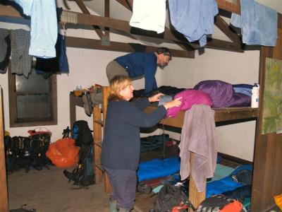 Ilga and Robert making their beds