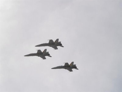 3 FA18 Hornets over the Grand Prix