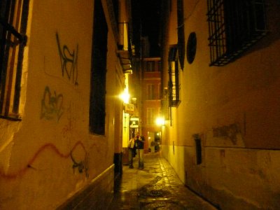 Malaga streets by night, Sept 2008