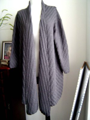 #163 Dark grey wool long cardigan
