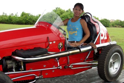 This Midget Racer Was Built In !949...It Now Has A 60s Chevy 4-Cyl Motor...Eves Going To Try It For A Lap Or Two...