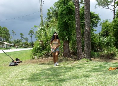 Eve Looks Good Even In Her Yard Work Cloths.