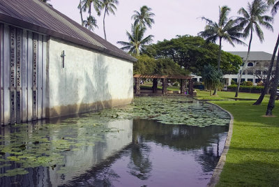 Chapel and Ka Punahou Pond