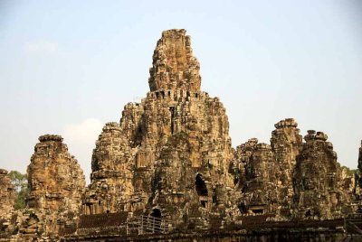 Many faces in ancient Angkor Wat Cambodia