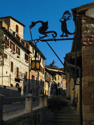 Medieval metal sign along via San Francesco .. A4288