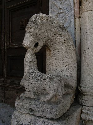 Stone lion flanking main door  .. A4269