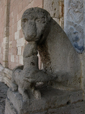 Stone lion flanking main door  .. A4270