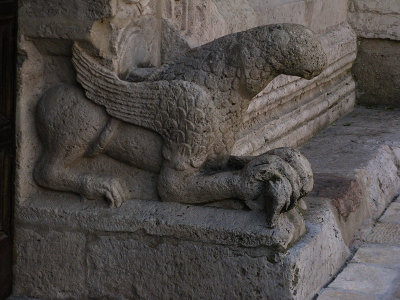 Stone griffen flanking one of the side portals ..  A3939