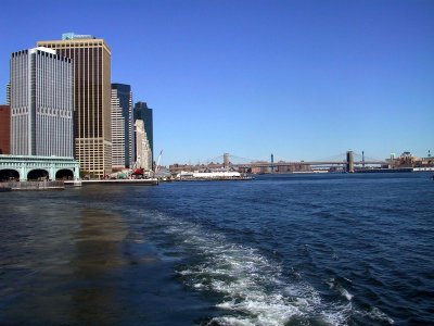 Moving out into New York Harbor