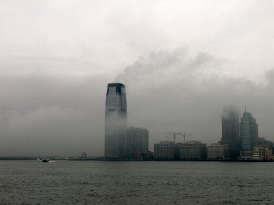 Jersey in the mist seen from the park