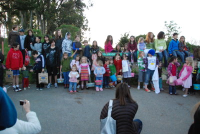 at the neighborhood Easter Egg Hunt (with Alison and Theo on the far left)