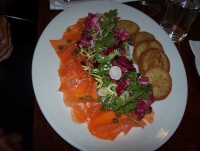 Buckwheat blinis with smoked trout.