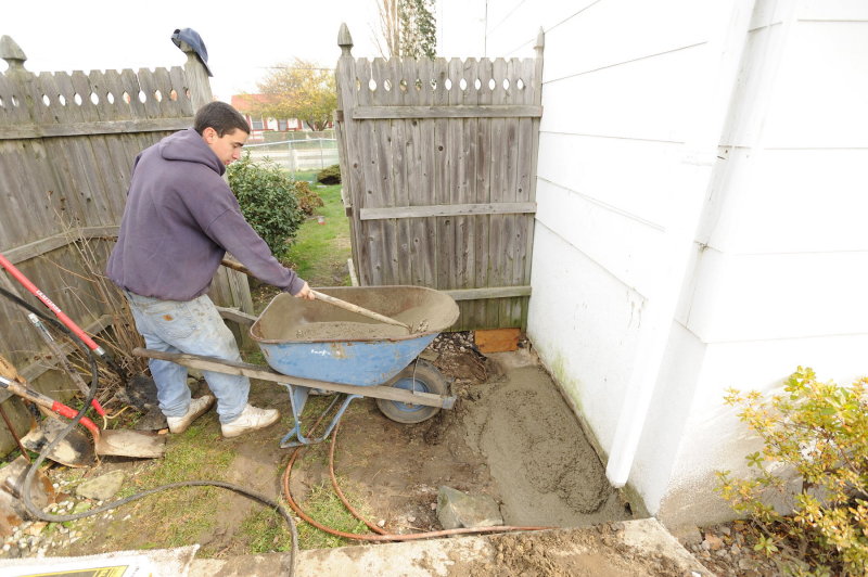 Mixing Concrete in Back