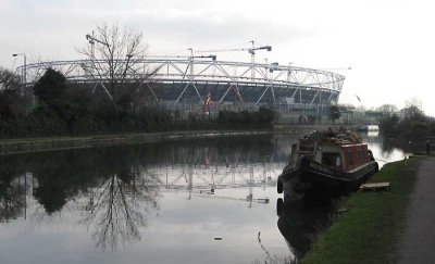 olympic stadium from river lea