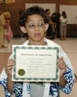 Moving' on Up (5th grade graduation certificate)