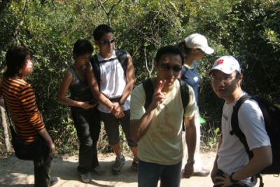 Yvonne, May, Tony, Jacky, Joyce, and Edward getting ready to ascend Pat Sin Leng