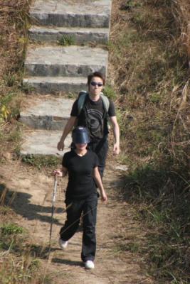 May and Ashley walking down Tsao Kau Fung