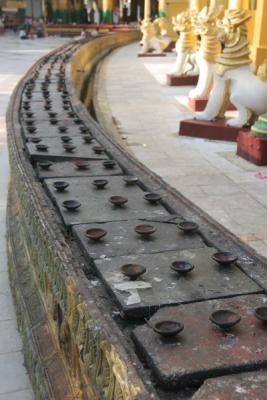 Oil Lamps inside Shwedagon Pagoda