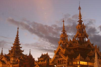 Pagoda at Night at Shwedagon Pagoda