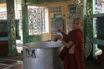 Rice Dishing Monk at Kyakhat Wine Monastery