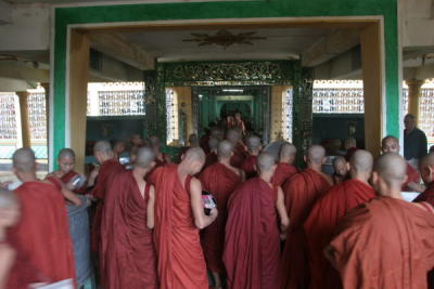 Monks Converging at Kyakhat Wine Monastery