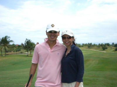 Khanh and Joyce at Bintan Lagoon Jack Nicklaus Course