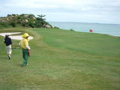 Joyce and Caddie at the 12th Hole